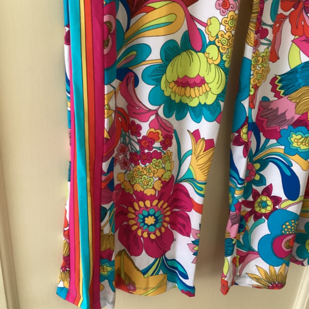 Trina Turk Fontaine Floral Swim Cover Up Pants Side Slits Fold-over Waist - Picture 7 of 15